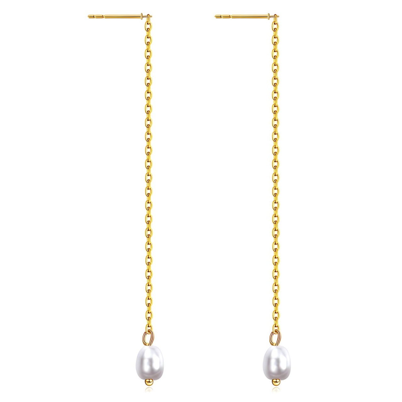 Cercei Pearly cu Lantisor din Inox placat cu AUR 18K