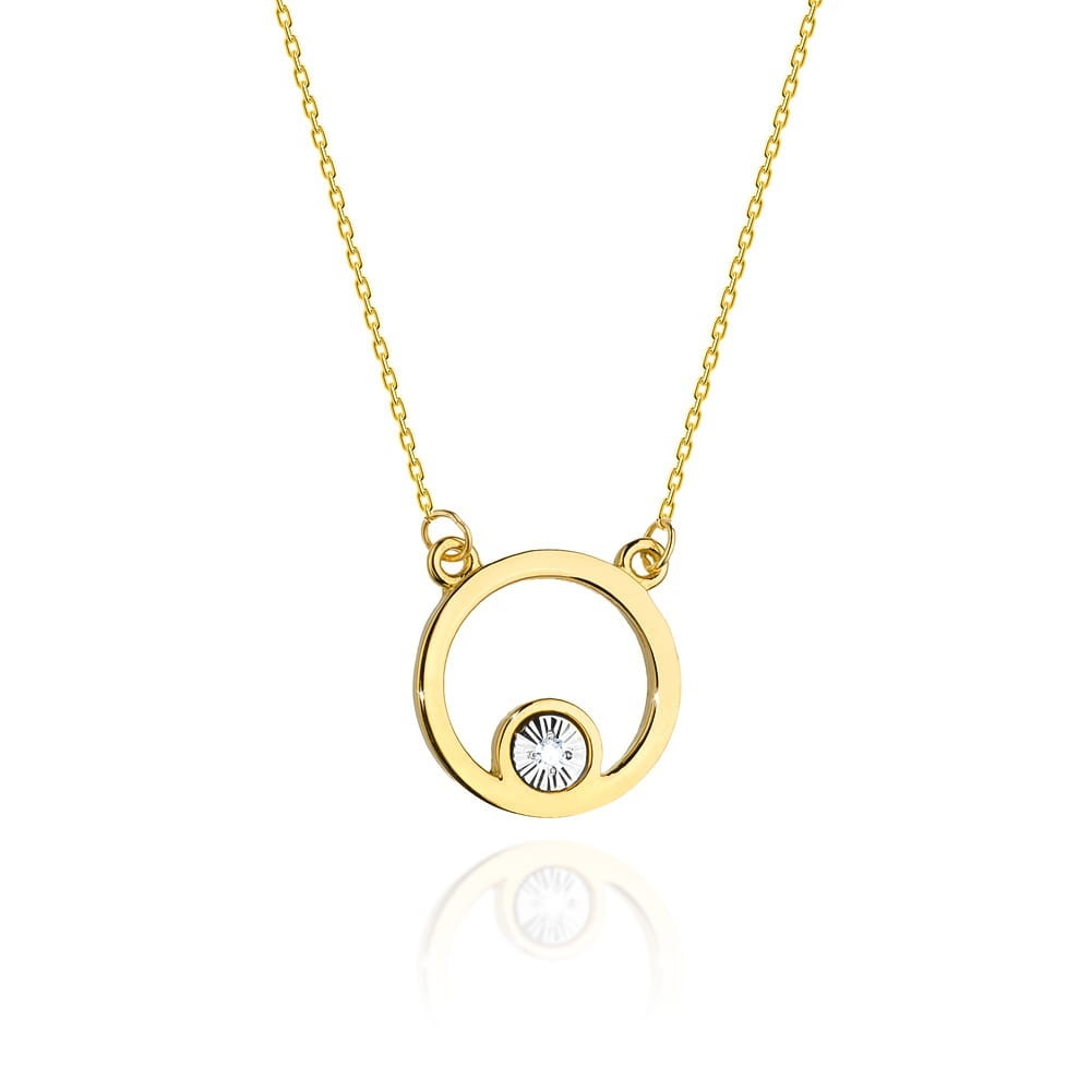 Colier Aur 14K cu Diamant Natural 0.01 ct