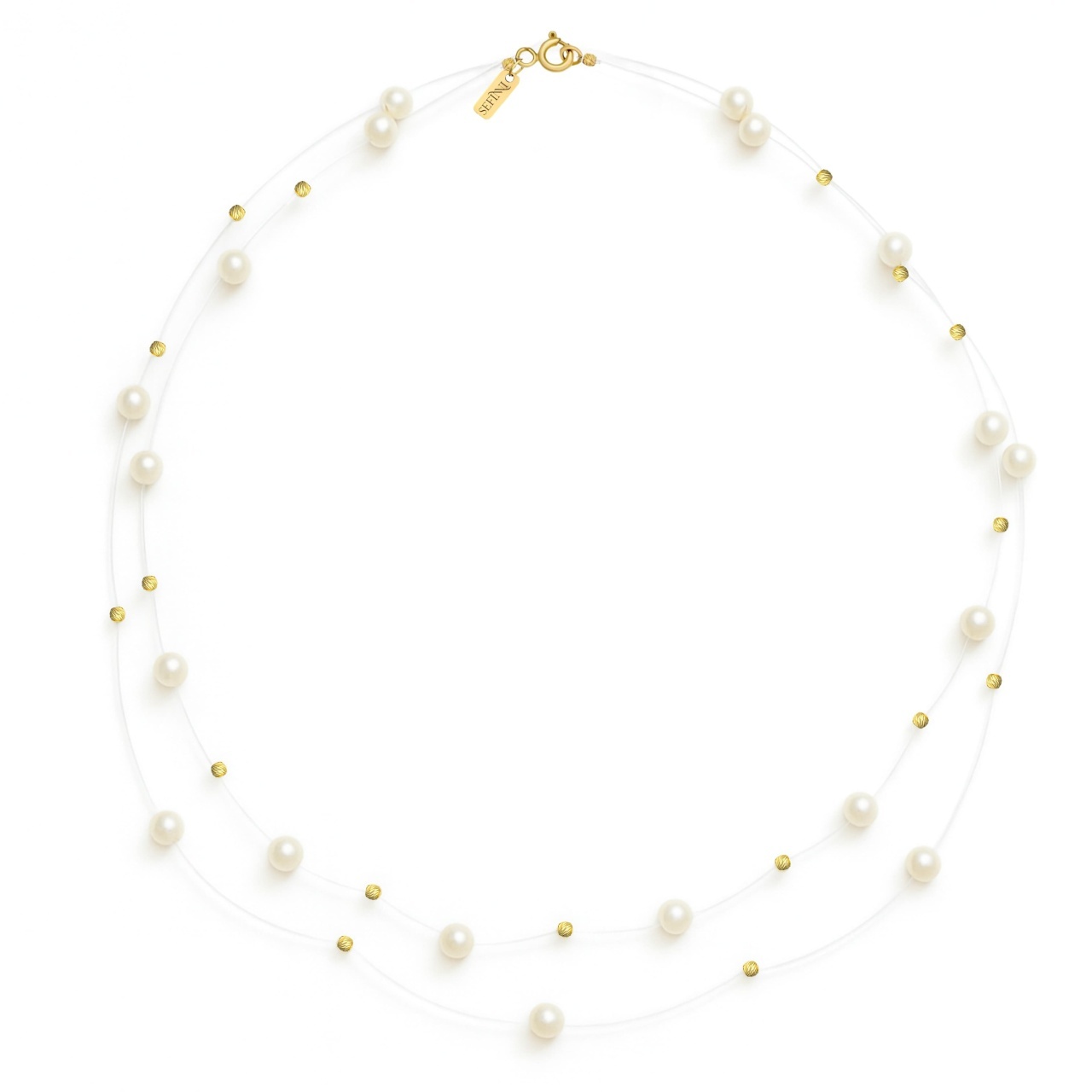Colier Double Pearls din AUR 14K și Perle de Cultura