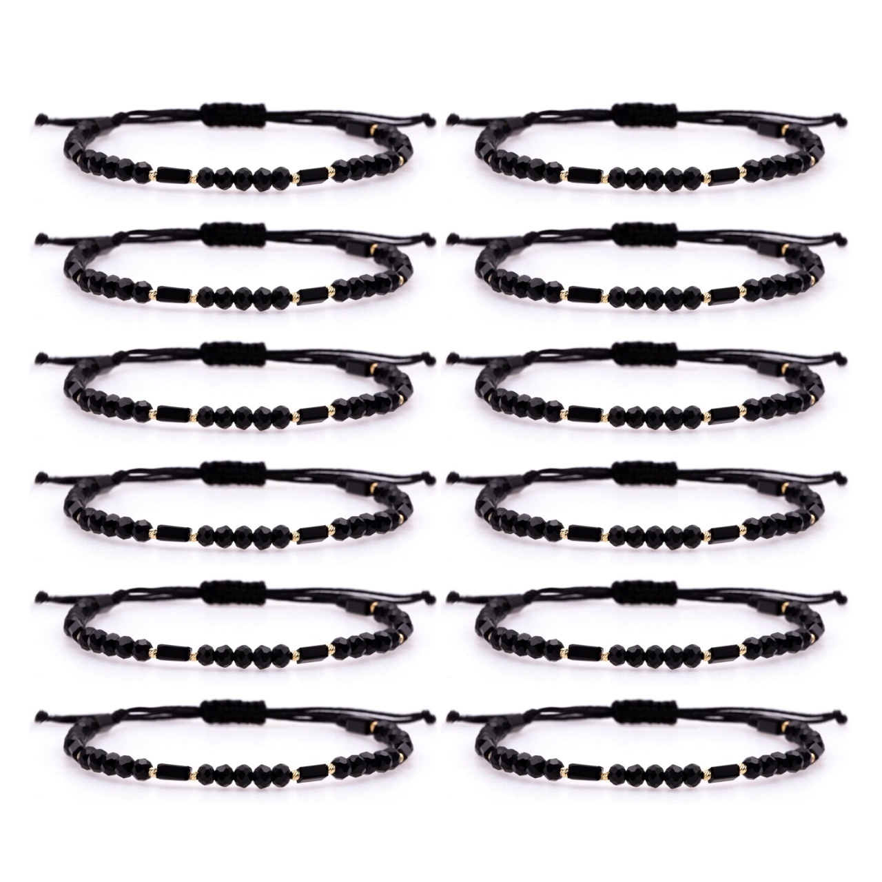 Engross Pachet 10 brățări Only Black cu 10 bile din aur 14k