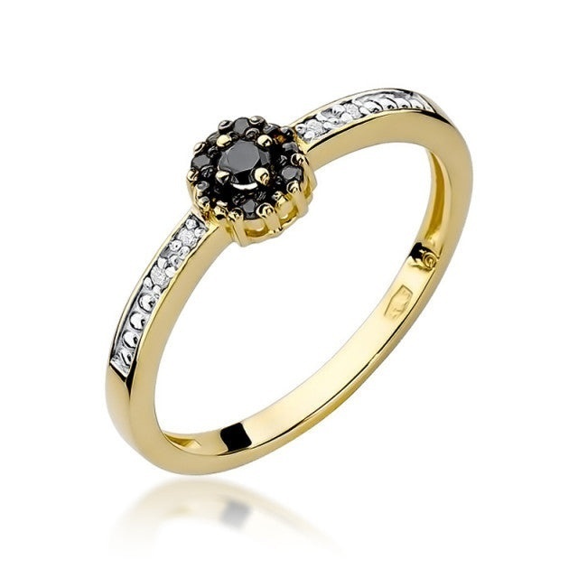 Inel Aur 14K cu Diamante Naturale Albe si Negre 0.09 ct