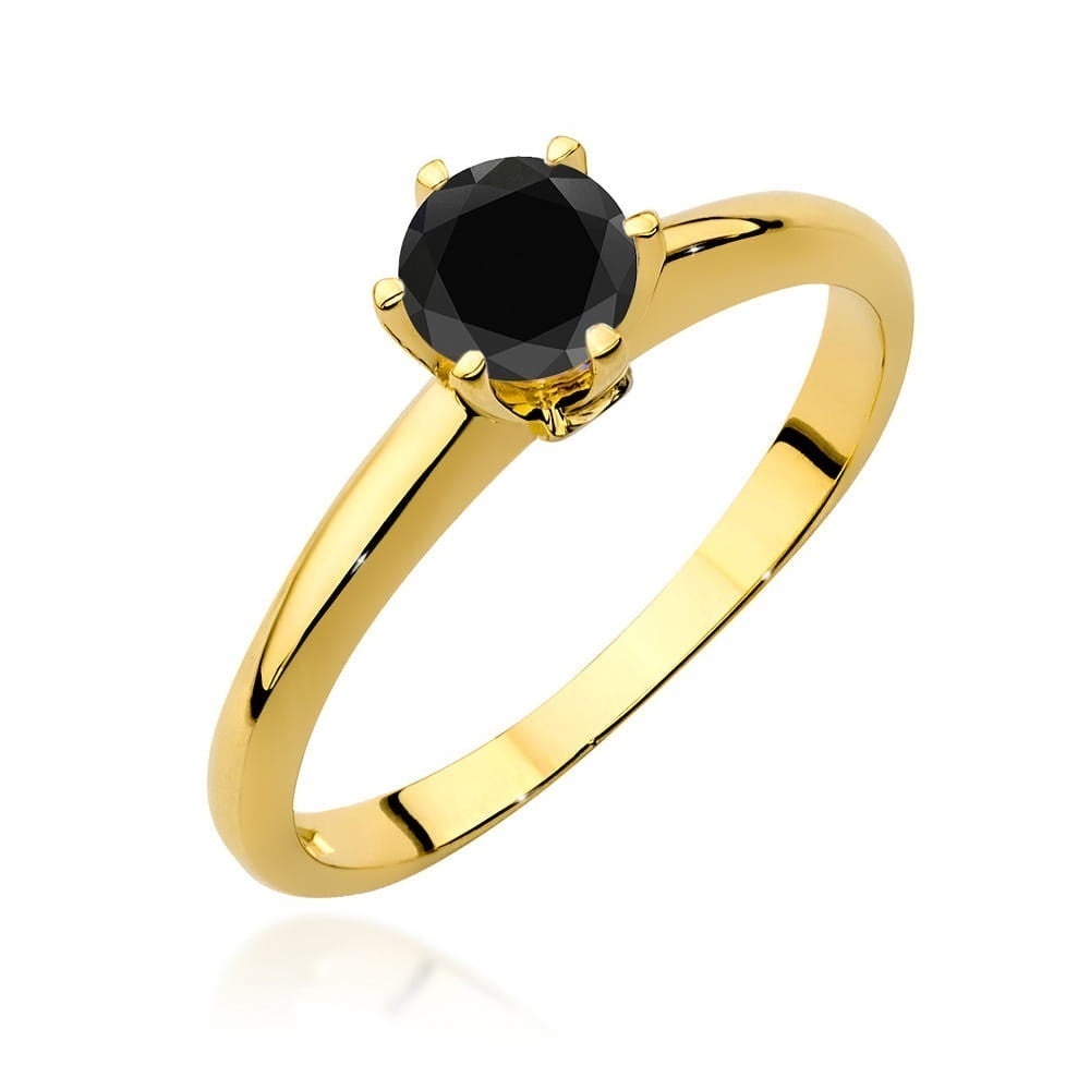 Inel Aur 14K cu Diamante Naturale Albe si Negre 0.54 ct