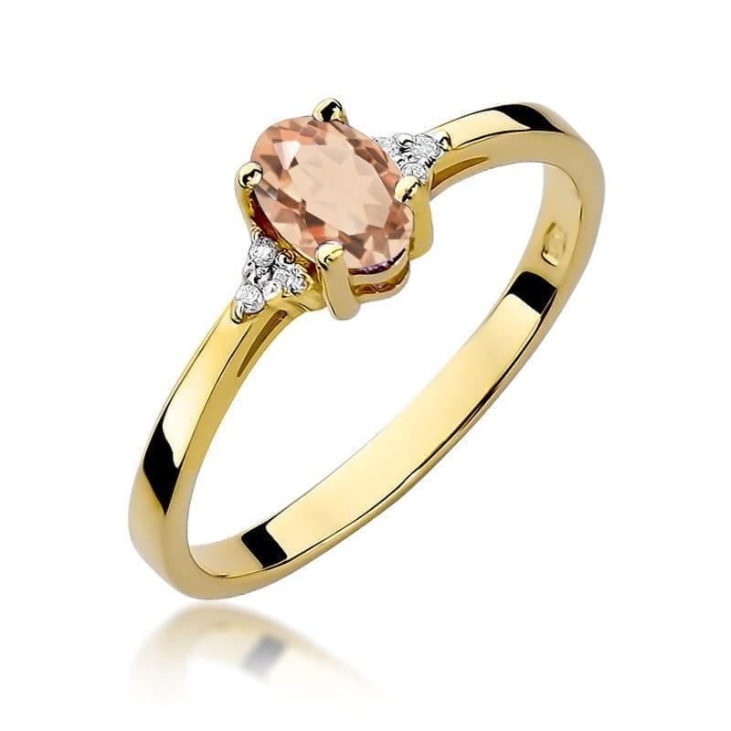Inel Aur 14K cu Morganit 0.40 ct si Diamante Naturale 0.05 ct