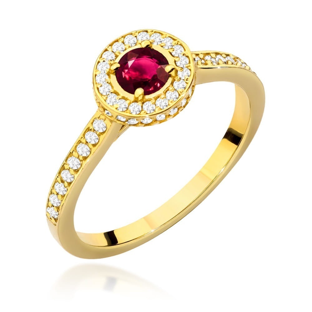 Inel Aur 14K cu Rubin 0.30 ct si Diamante Naturale 0.34 ct