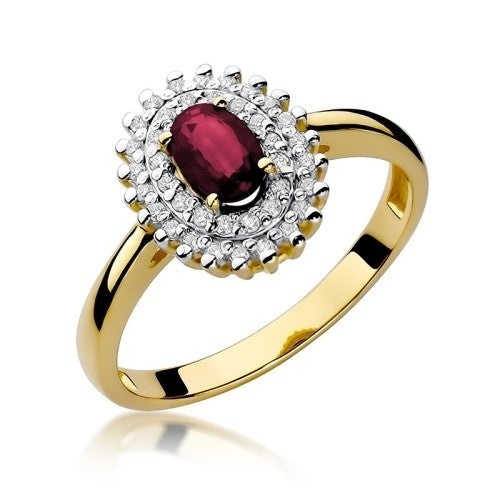 Inel Aur 14K cu Rubin 0.60 ct si Diamante Naturale 0.20 ct