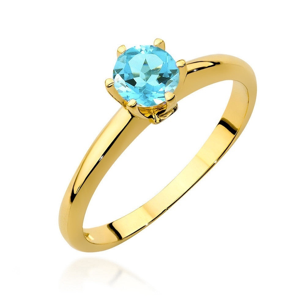 Inel Aur 14K cu Topaz Swiss 0.50 ct si Diamante Naturale 0.04 ct