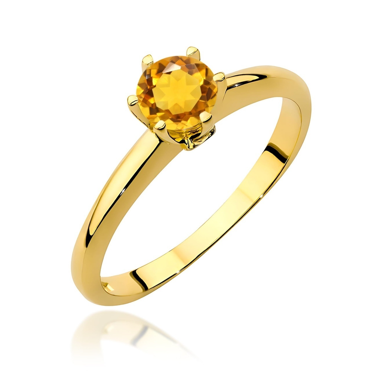 Inel Aur 9K cu Citrin 0.50 ct si Diamante Naturale 0.04 ct