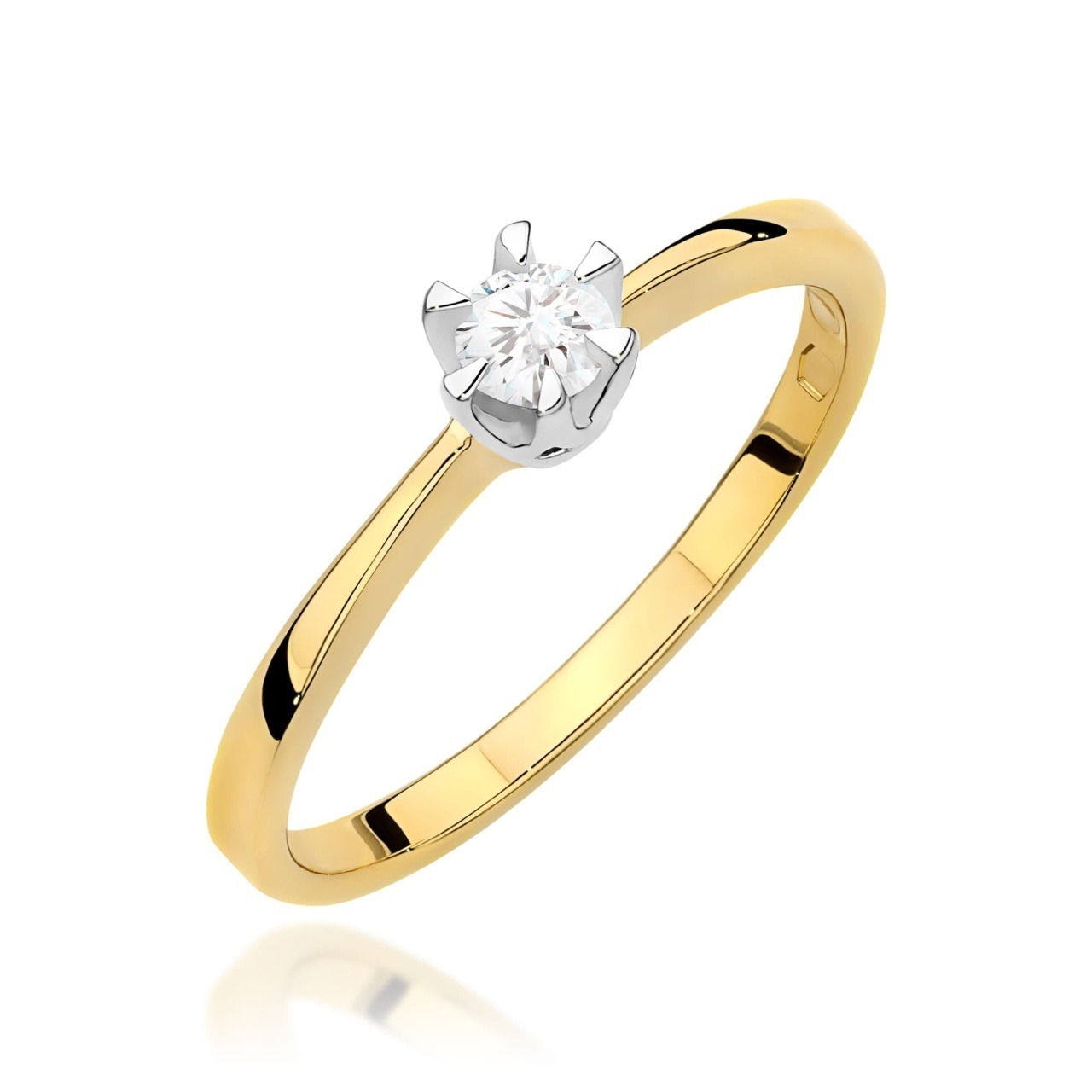 Inel Aur 9K cu Diamant Natural 0.15 ct