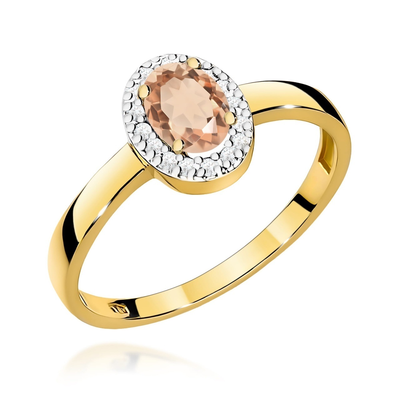Inel Aur 9K cu Morganit 0.40 ct si Diamante Naturale 0.08 ct
