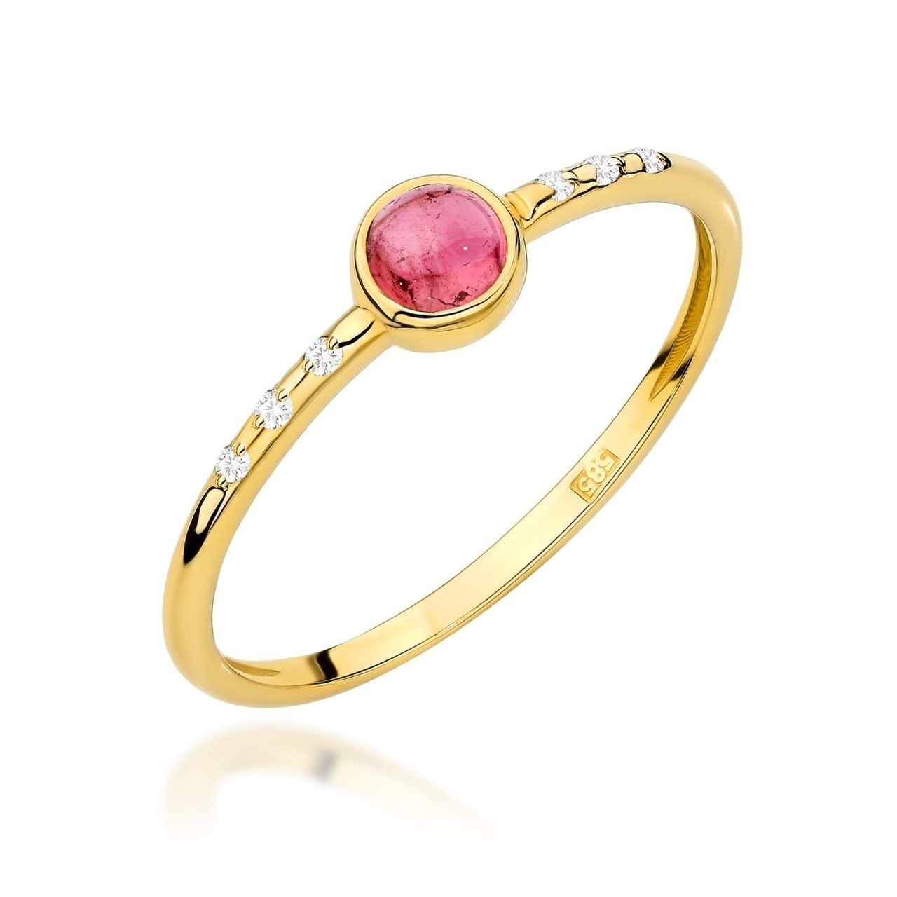 Inel Aur 9K cu Pink Tourmaline 0.30 ct si Diamante Naturale 0.03 ct