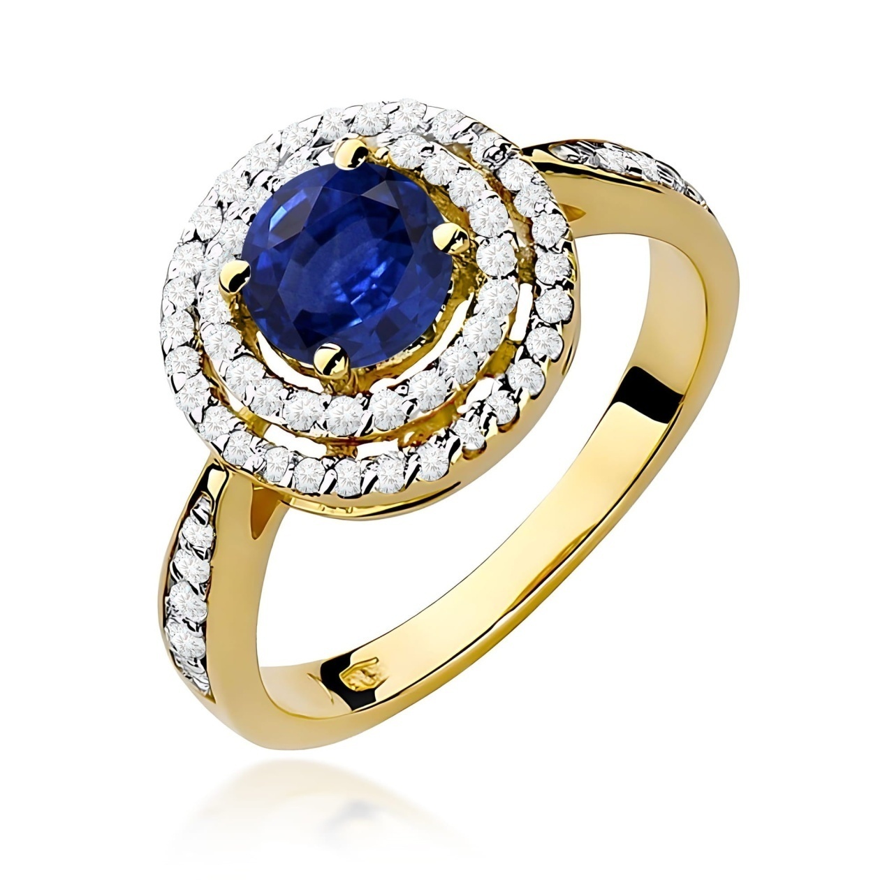 Inel Aur 9K cu Safir 1.00 ct si Diamante Naturale 0.37 ct
