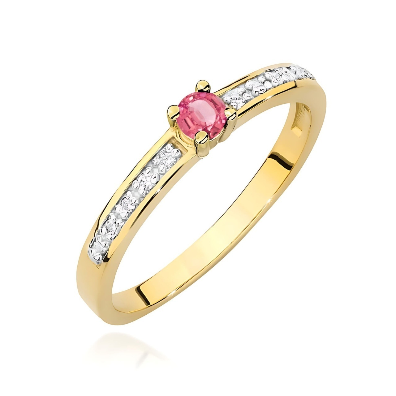 Inel Aur 9K cu Topaz Swiss 0.15 ct si Diamante Naturale 0.05 ct