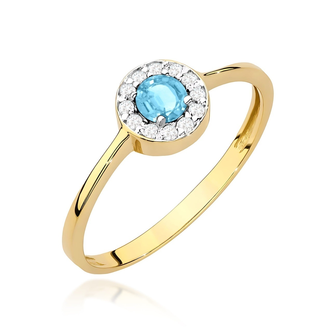 Inel Aur 9K cu Topaz Swiss 0.25 ct si Diamante Naturale 0.10 ct