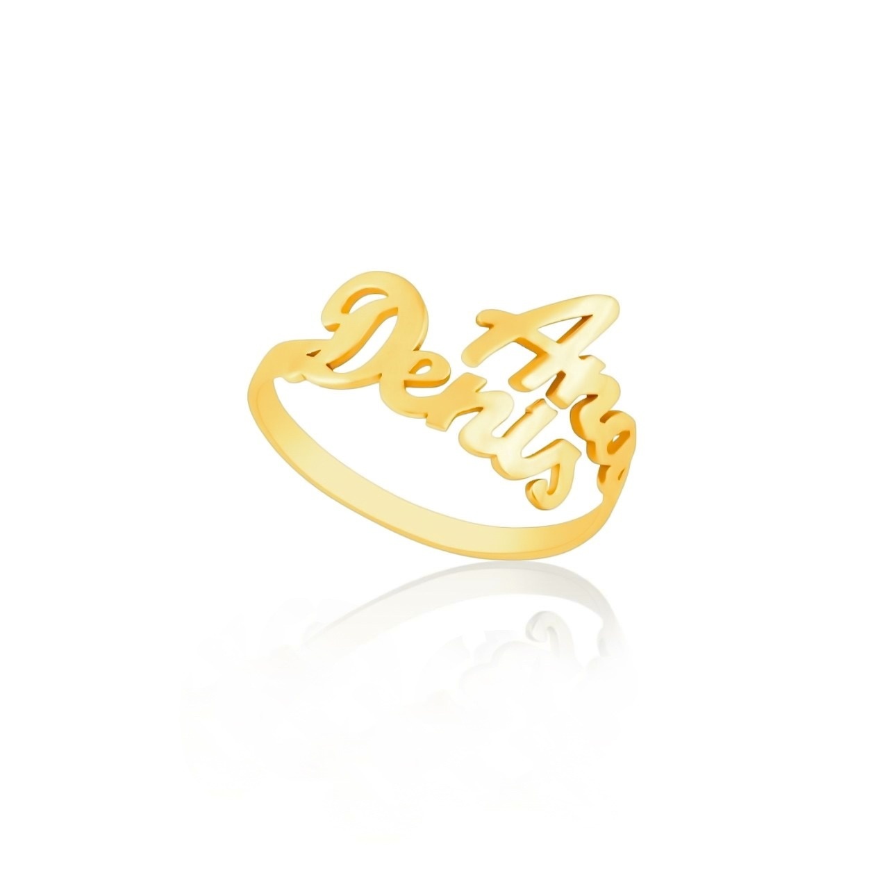 Inel personalizabil cu 2 nume din aur 14k