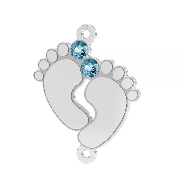 Link din argint - pentru brățară - talpite bebe Blue Crystal