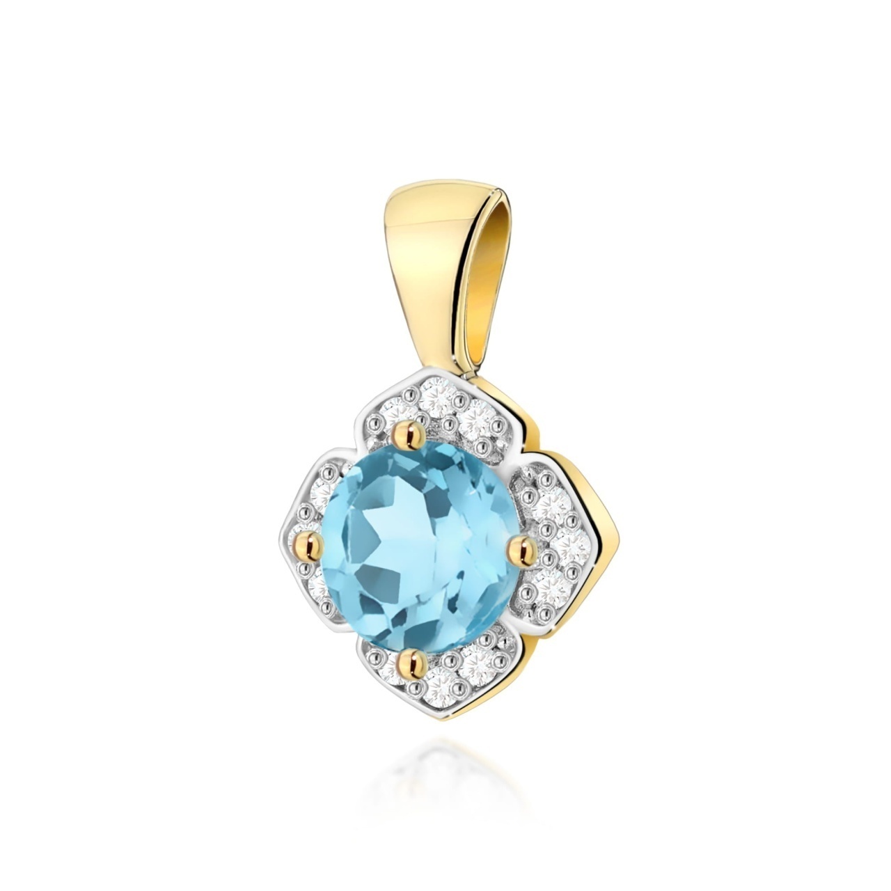 Pandantiv Aur 14K cu Topaz Swiss 0.50 ct si Diamante Naturale 0.06 ct