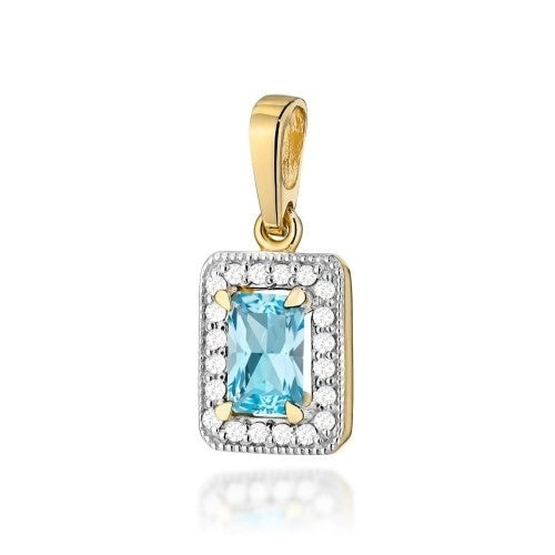 Pandantiv Aur 14K cu Topaz Swiss 0.65 ct si Diamante Naturale 0.10 ct