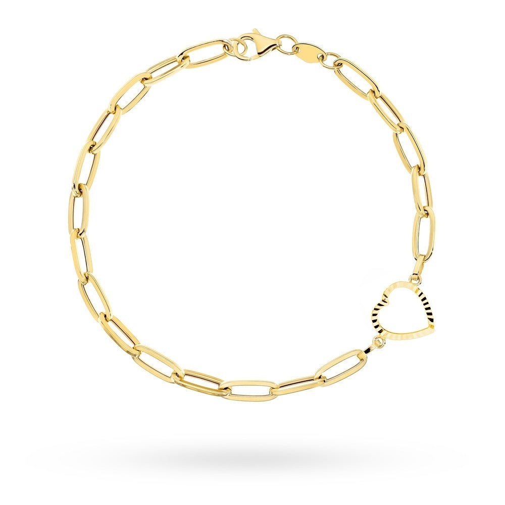Brățară Aur 14K Cu Zale Lungi și Inimă Decorativă