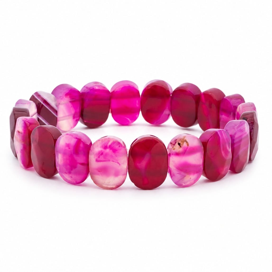 Brățară Elastică cu Agate Fucsia