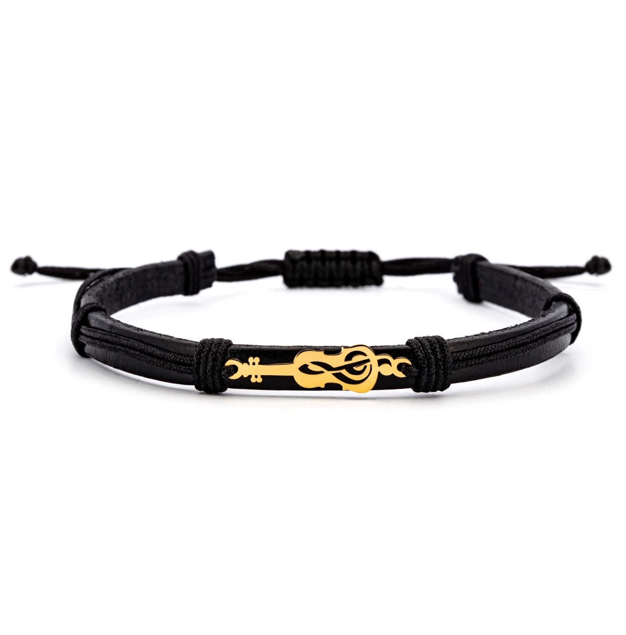 Bratara Musician din AUR 14K si Piele Naturală