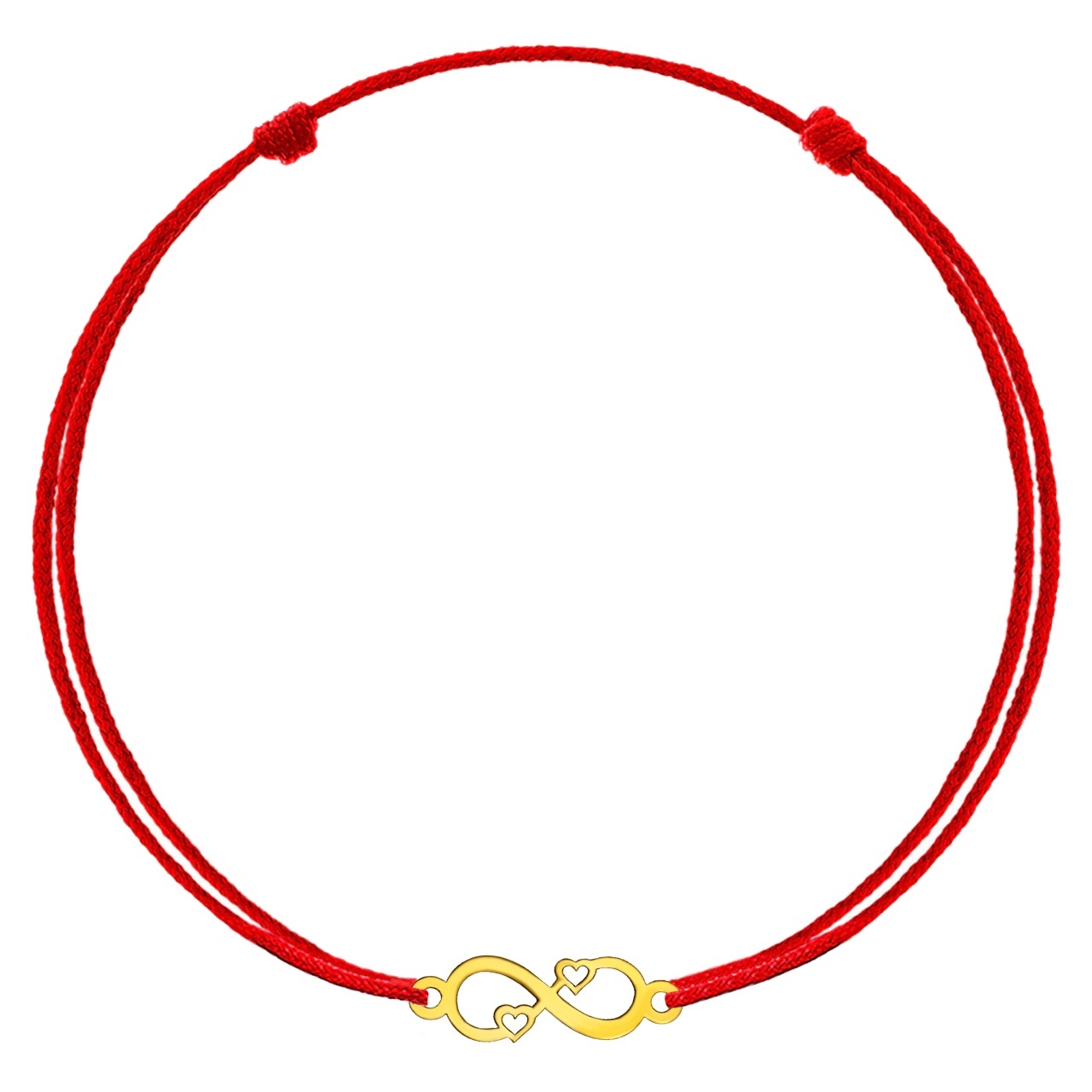 Bratara snur si Infinit Mini cu Inimioare din aur 14K