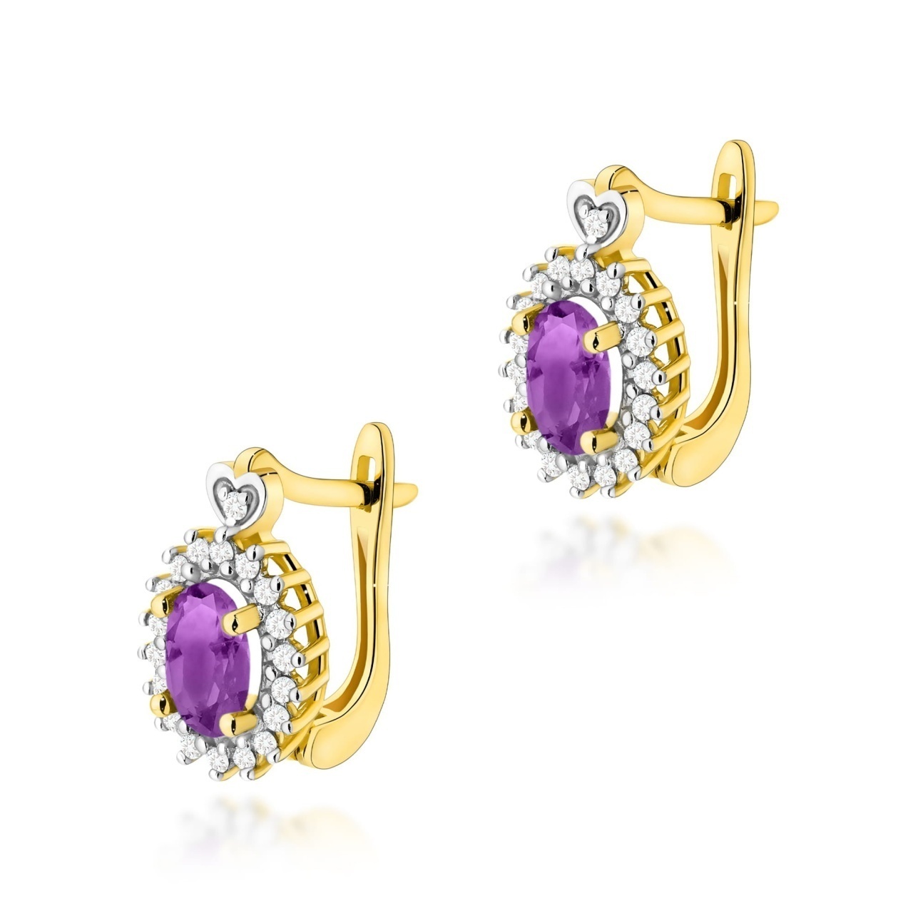 Cercei Aur 14K cu Ametist 0.80 ct si Diamante Naturale 0.19 ct