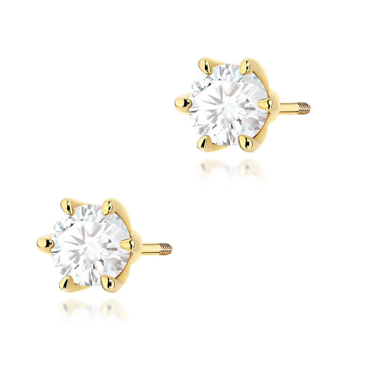 Cercei Aur 14K cu Diamant Natural 0.70 ct Filet cu Protectie