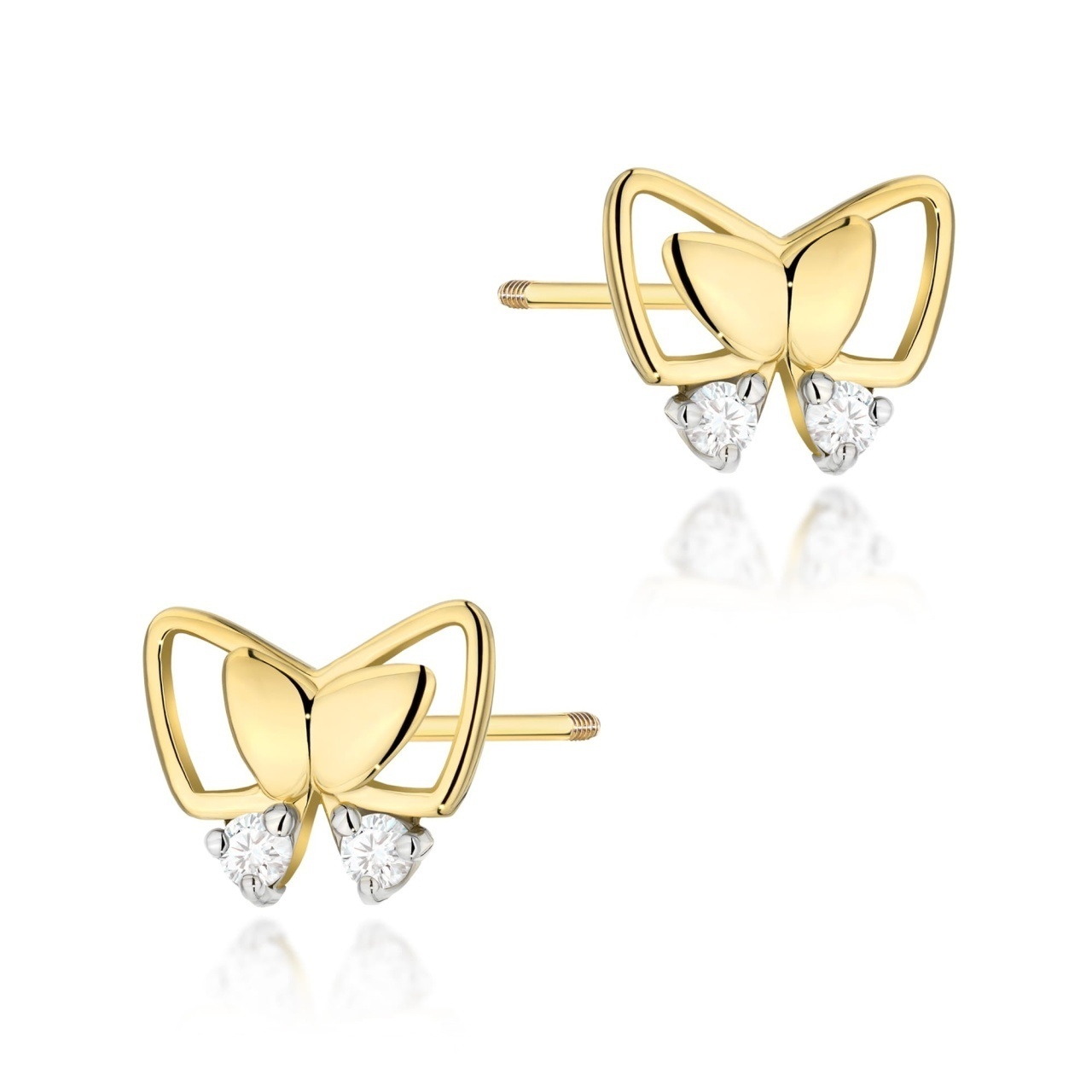 Cercei Aur 14K cu Diamante Naturale 0.08 ct Filet cu Protectie