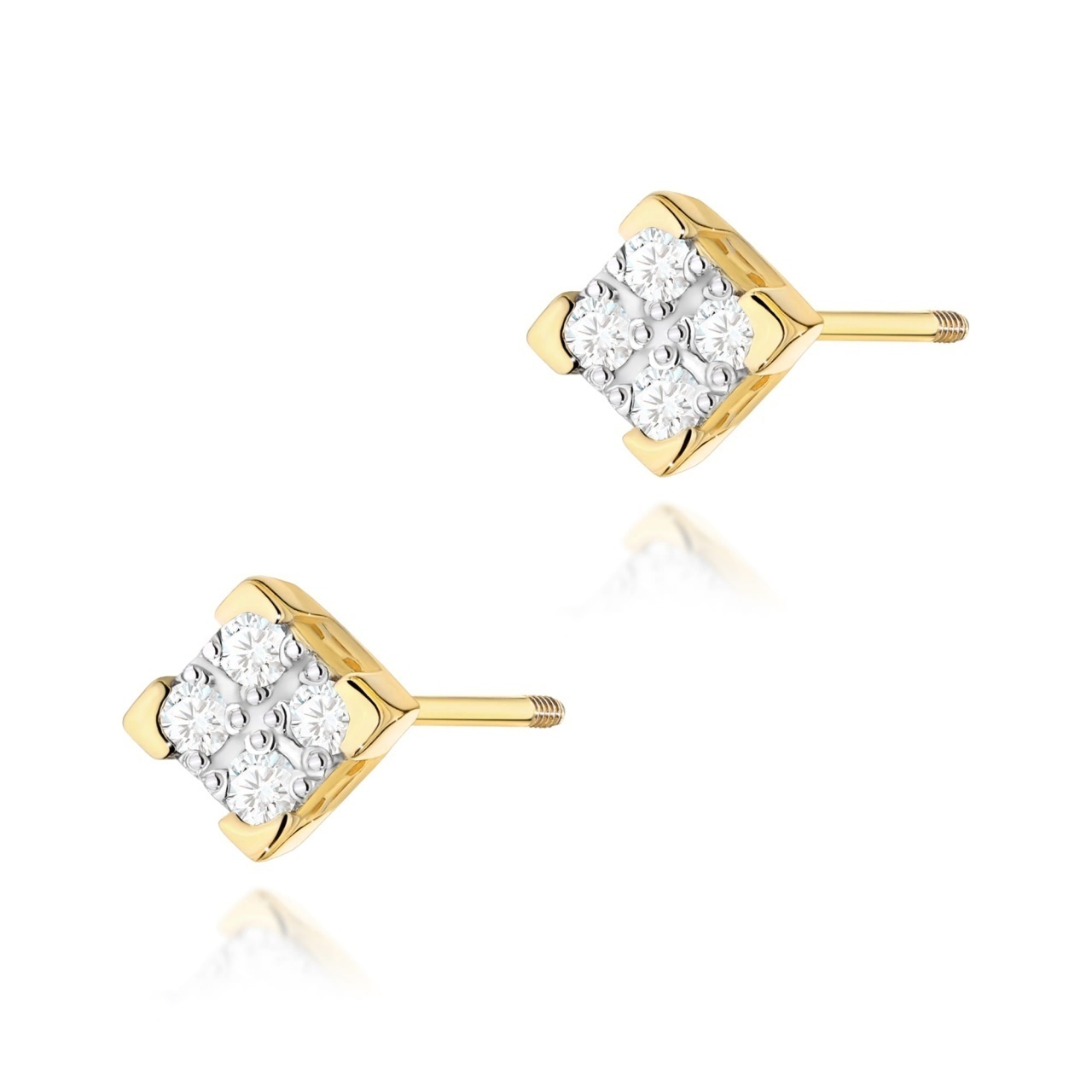 Cercei Aur 14K cu Diamante Naturale 0.16 ct Filet cu Protectie