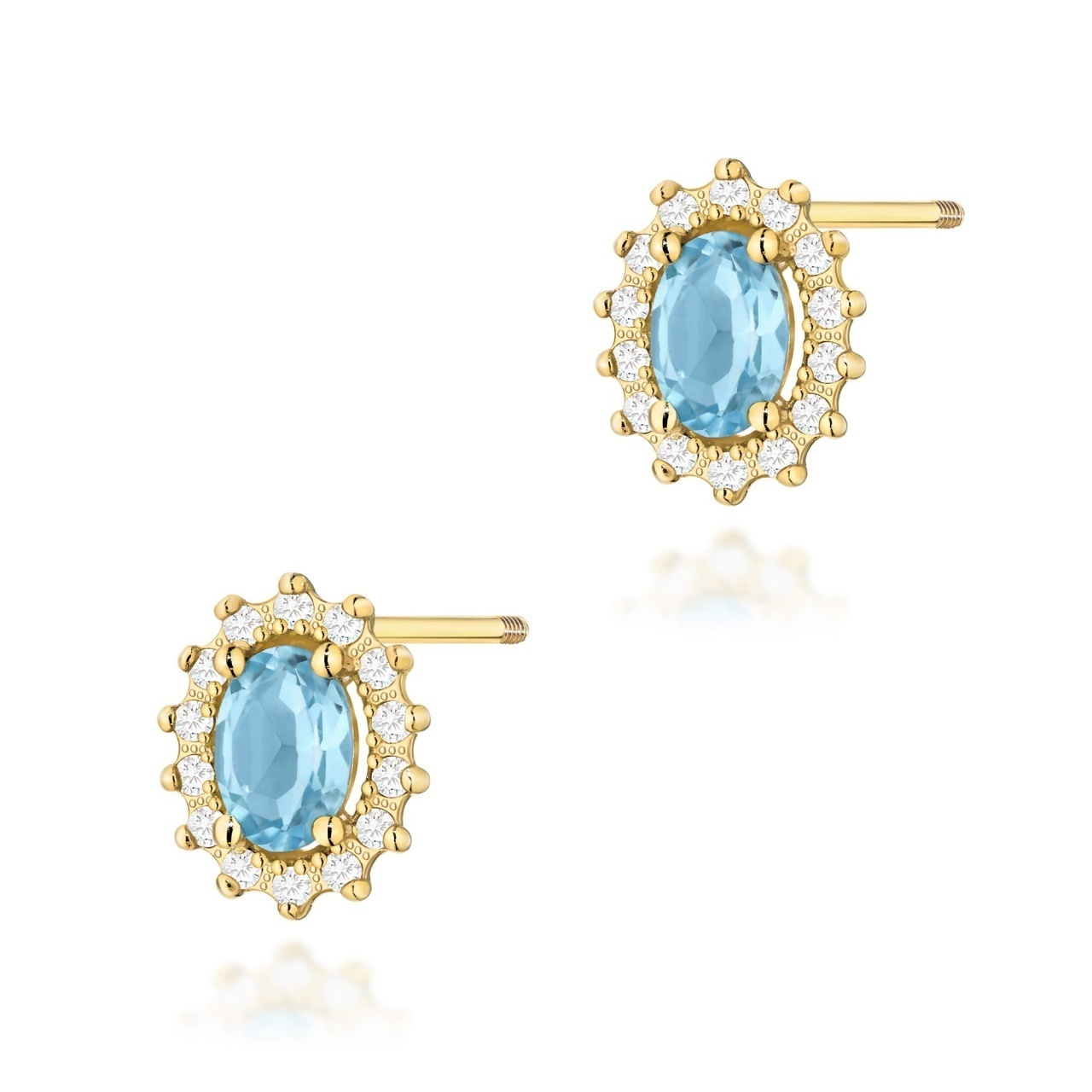Cercei Aur 14K cu Topaz Swiss 0.50 ct si Diamante Naturale 0.24 ct Filet cu Protectie
