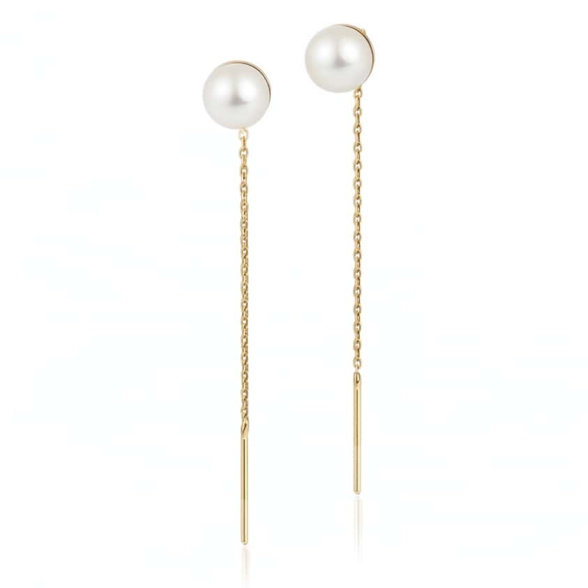 Cercei Beautiful Pearls din AUR 14K cu lănțișor și Perle de Cultura