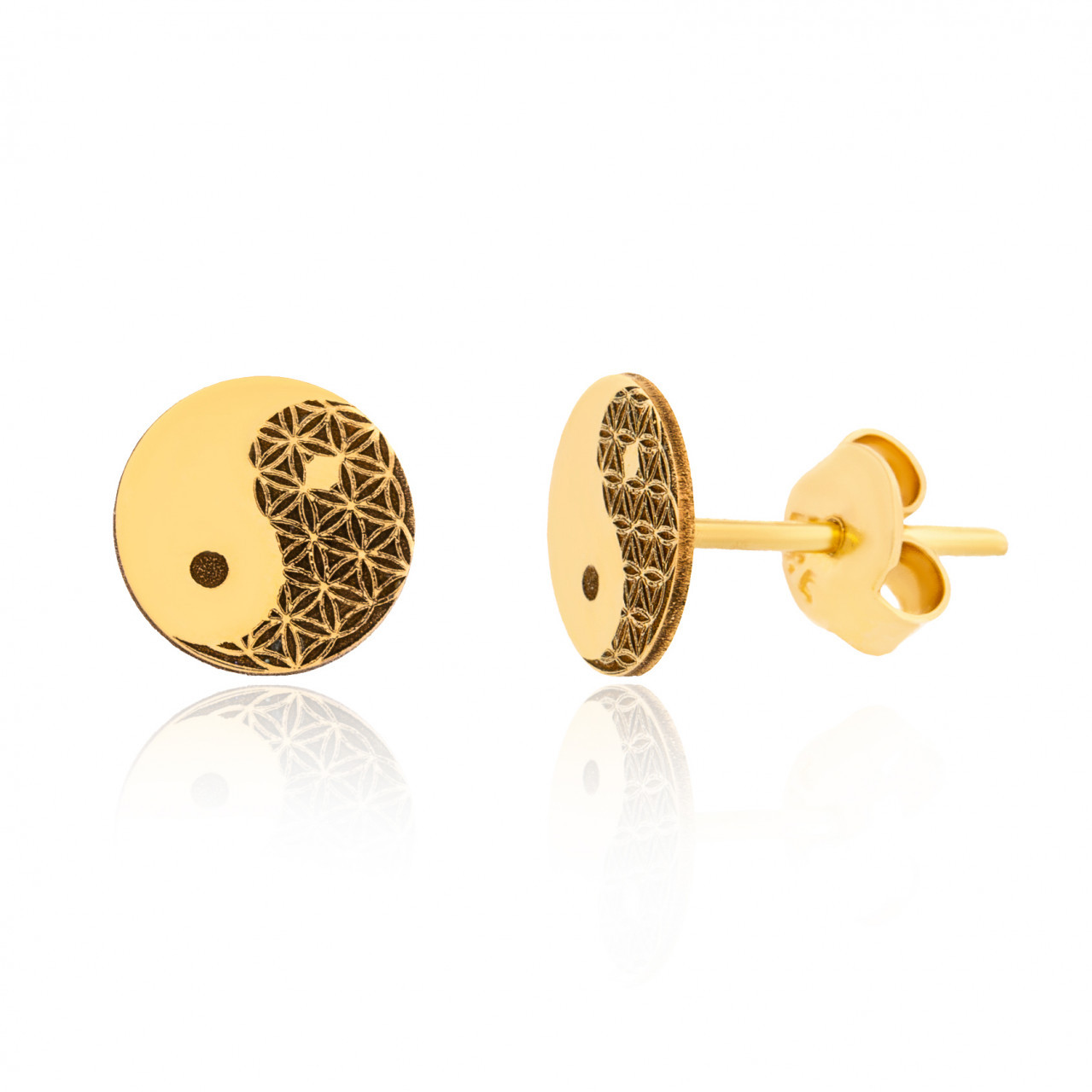 Cercei Yin si Yang Flower din AUR 14K