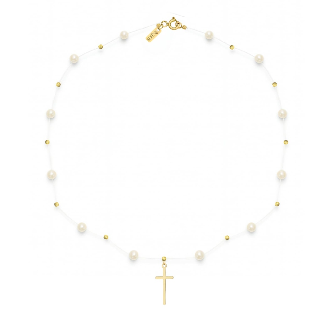 Colier Faith Floating Pearls din AUR 14K cu Perle de Cultură