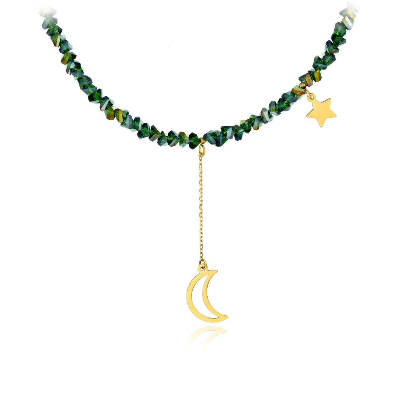 Colier Green Midnight cu cristale și AUR 14K