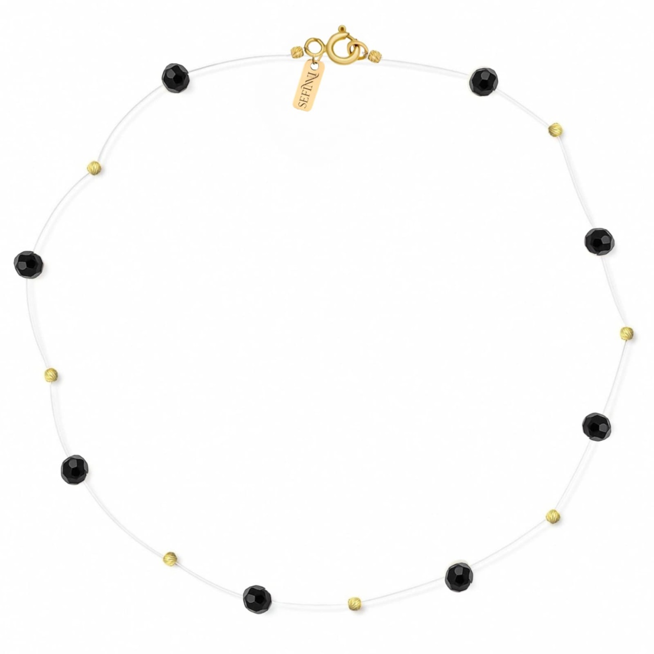 Colier Only Black cu cristale și bile din AUR 14K