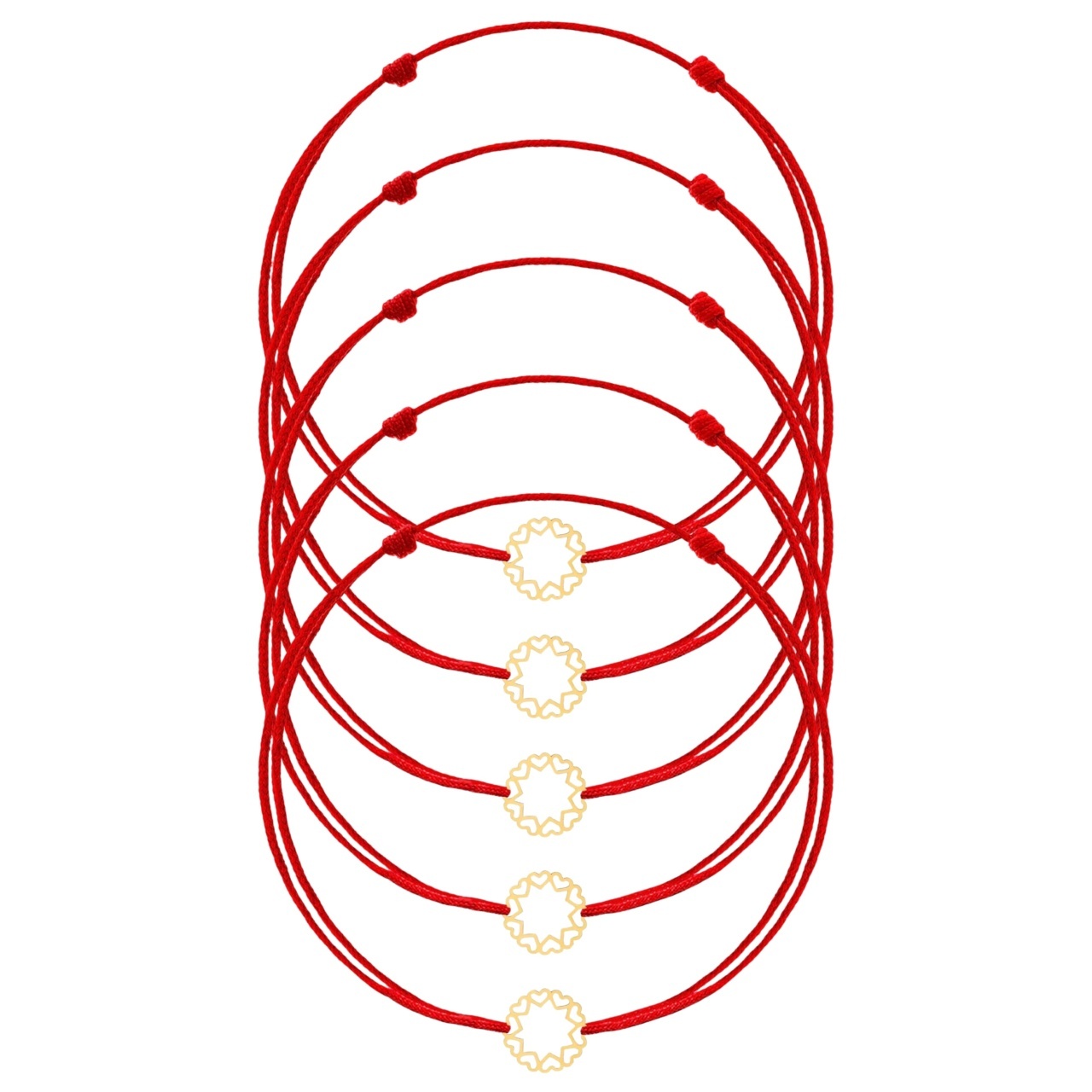 Engros Lot 5 brățări Disc cu Inimioare Clasic Collection din Aur 14K