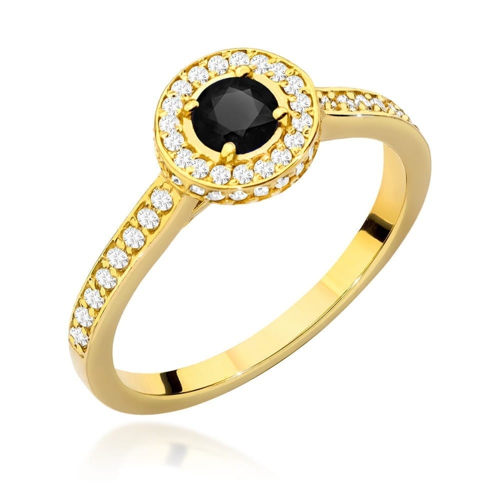 Inel Aur 14K cu Diamante Naturale Albe si Negre 0.64 ct