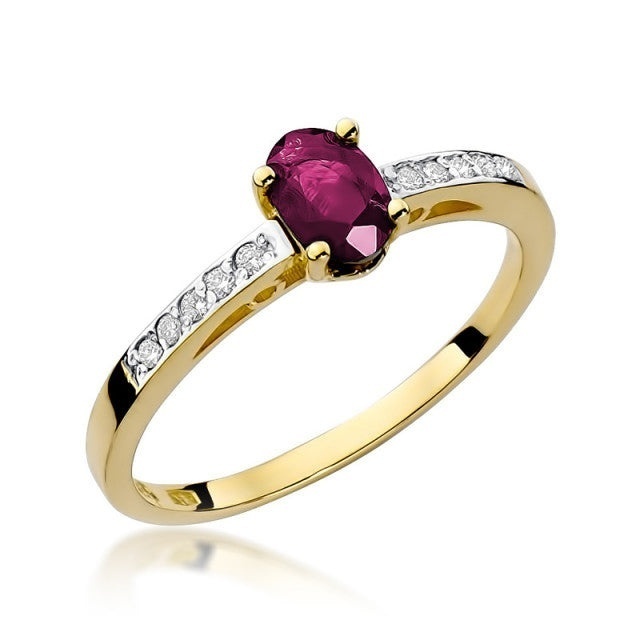 Inel Aur 14K cu Rubin 0.60 ct si Diamante Naturale 0.05 ct