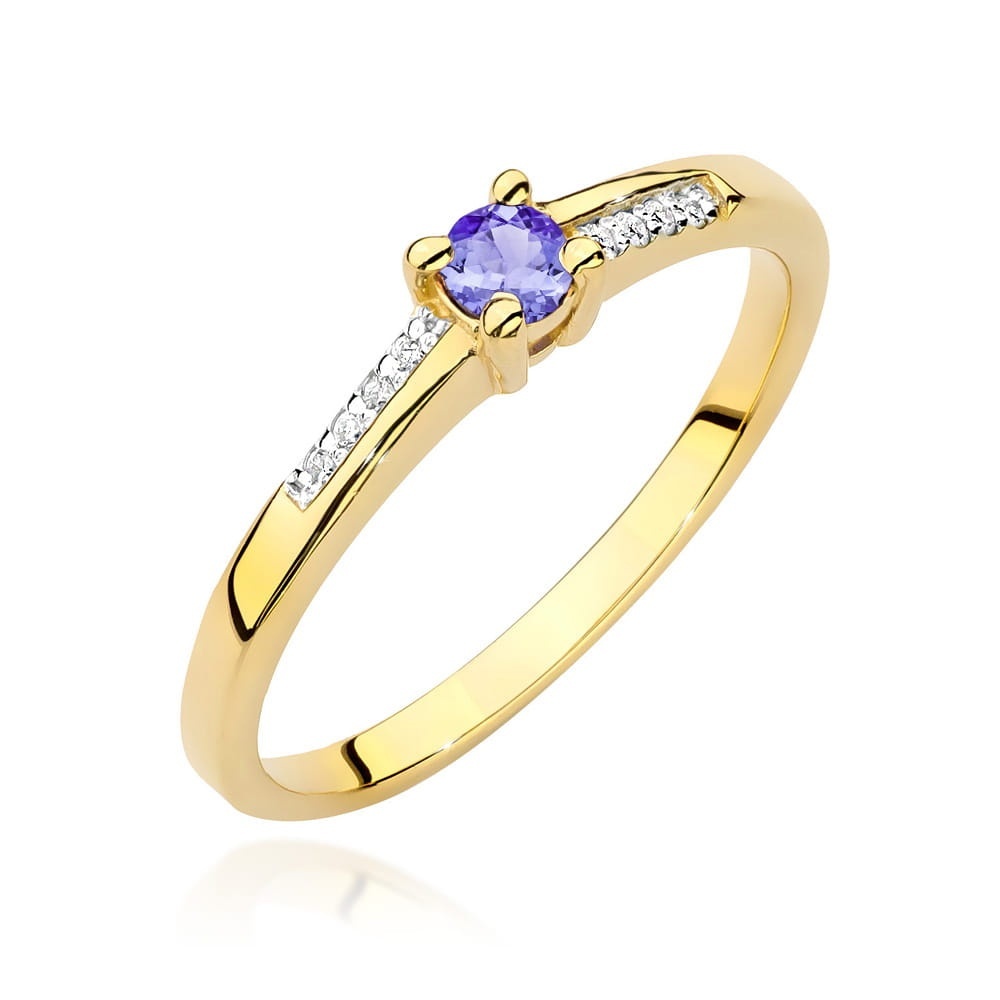 Inel Aur 14K cu Tanzanit 0.15 ct si Diamante Naturale 0.04 ct