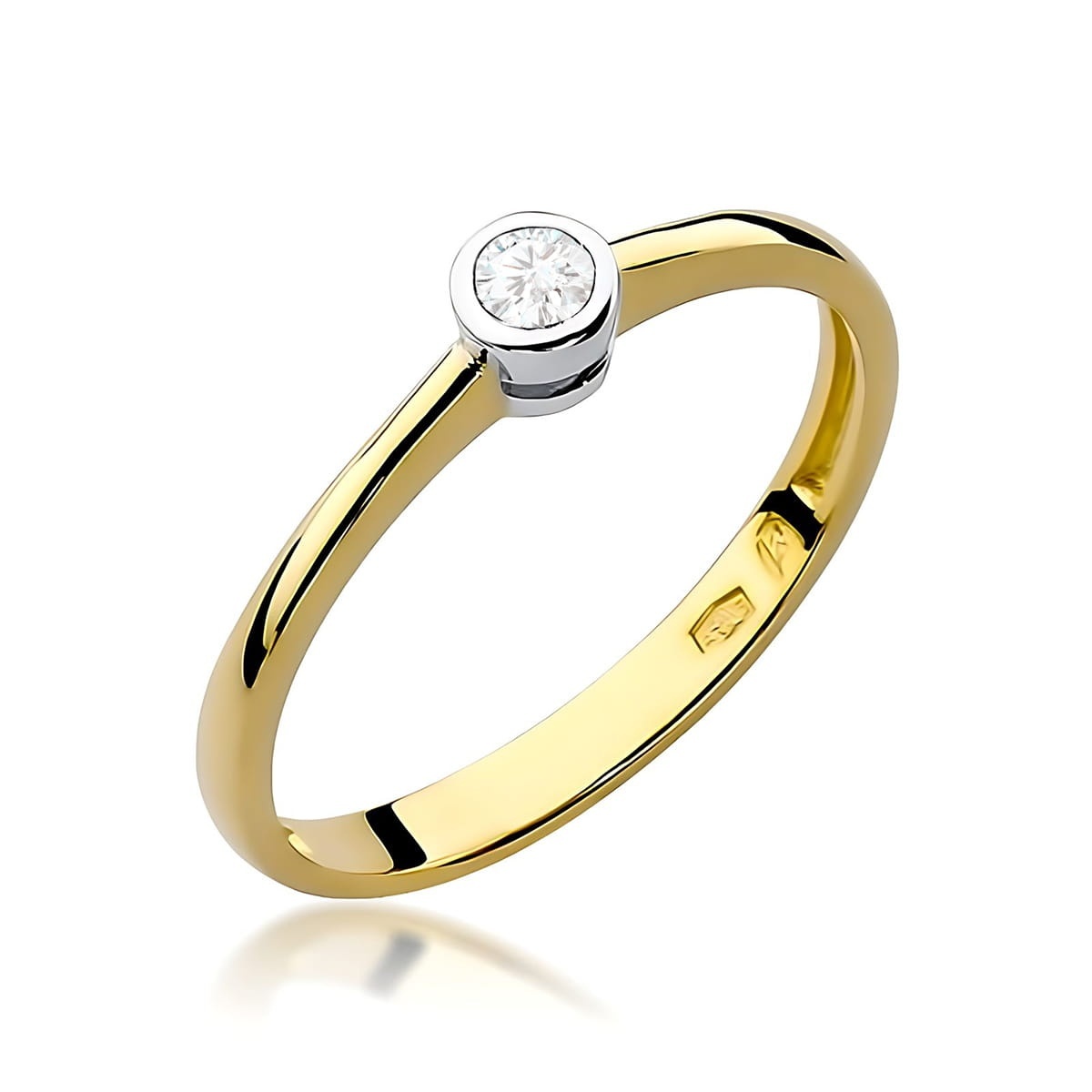 Inel Aur 9K cu Diamant Natural 0.08 ct
