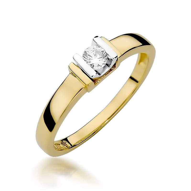 Inel Aur 9K cu Diamant Natural 0.10 ct