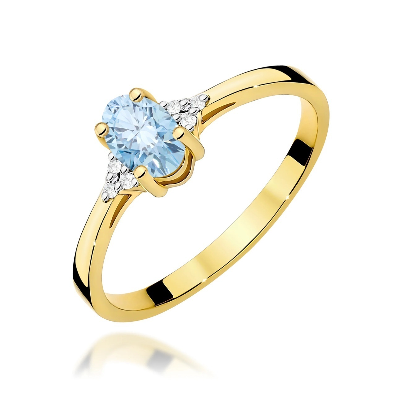 Inel Aur 9K cu Diamante Albastre de Laborator 0.65 ct