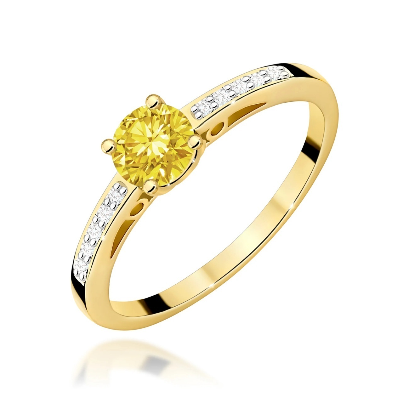 Inel Aur 9K cu Diamante Galbene de Laborator 0.55 ct