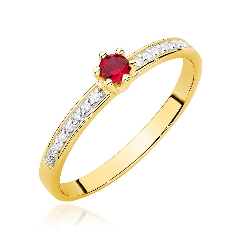 Inel Aur 9K cu Rubin 0.15 ct si Diamante Naturale 0.07 ct