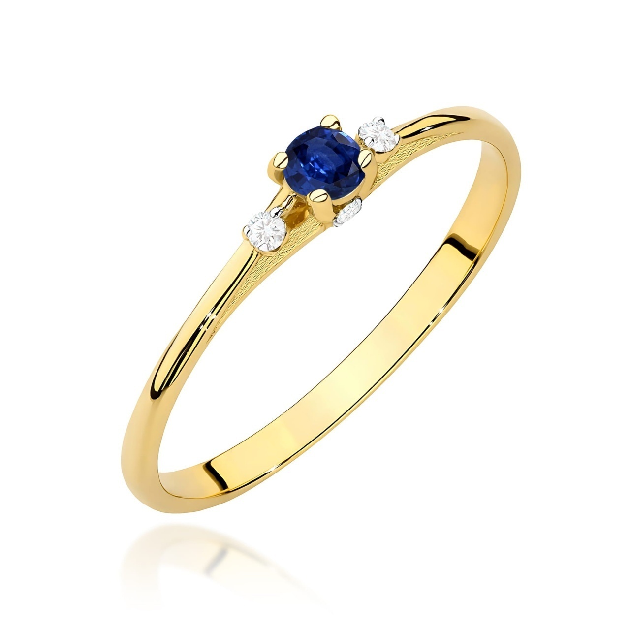 Inel Aur 9K cu Safir 0.15 ct si Diamante Naturale 0.05 ct