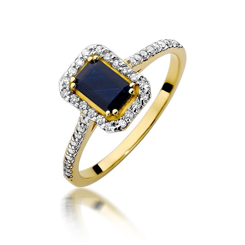 Inel Aur 9K cu Safir 0.60 ct si Diamante Naturale 0.19 ct