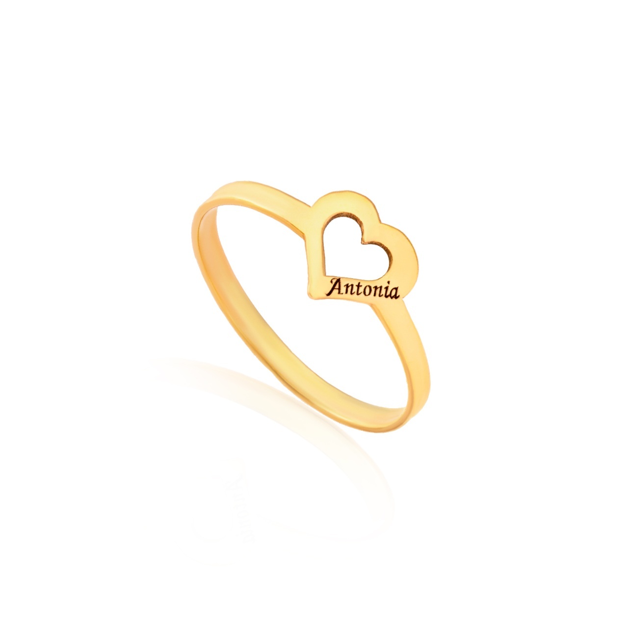 Inel cu inimioara personalizabila din aur 14k