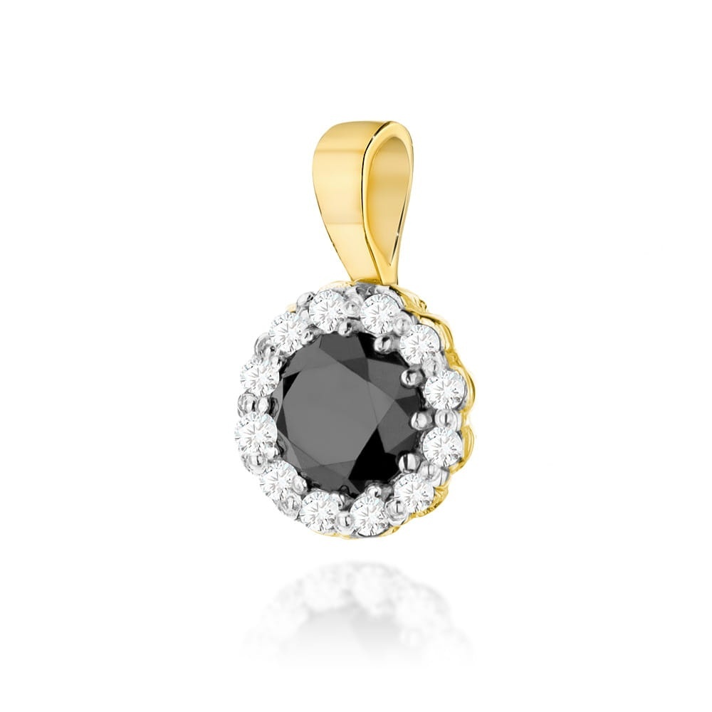 Pandantiv Aur 14K cu Diamante Naturale Albe si Negre 0.60 ct