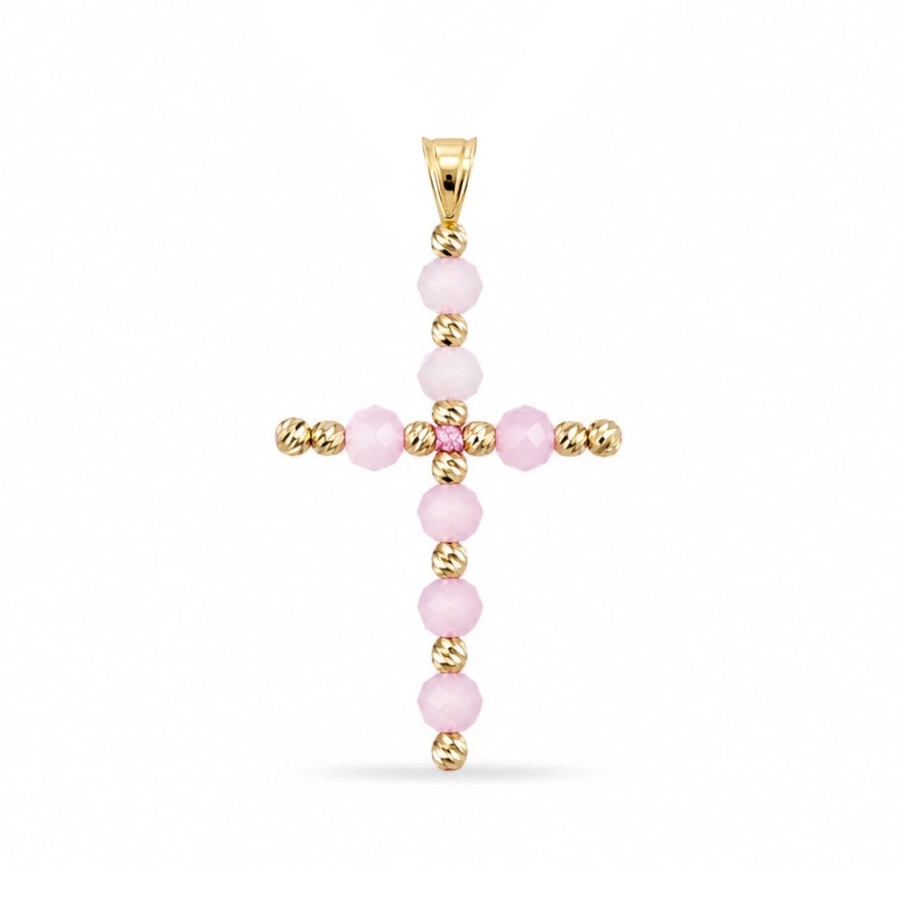 Pandantiv Cruce Baby Pink din AUR 14K
