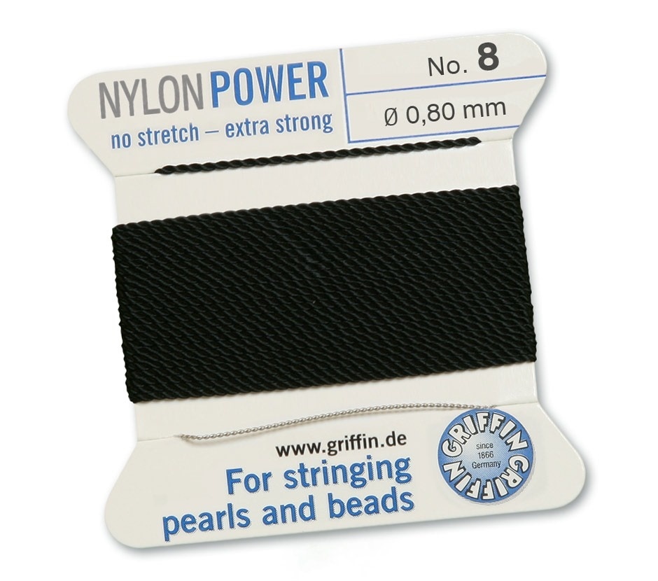 Ata pentru insirat Nylon Power 0.80mm - cu ac atasat - negru